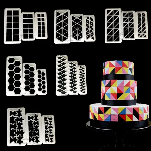 3 pz Geometria taglierina del fondente del biscotto della muffa della torta del 3 pz Geometria taglierina del fondente del biscotto della muffa della torta del