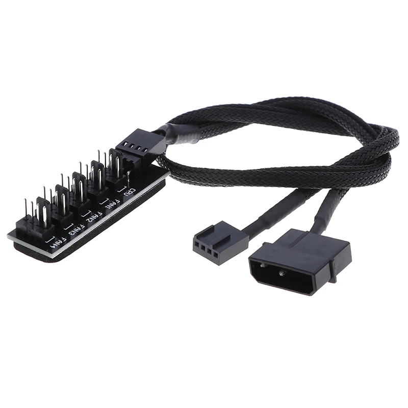 

Black Sleeved Jacket 40cm 1 to 5 4-pins PWM CPU Cooler/ Case/ Chasis Cooling Fan Power Cable Hub Splitter Adapter