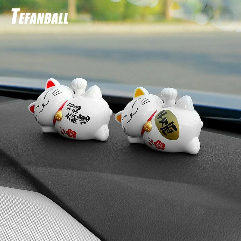 

Car Ornament ABS Cute Lucky Cat Solar Energy Shake Hand Creative Lazy Cat Auto Interior Decorations Ornaments Home Decor Gifts
