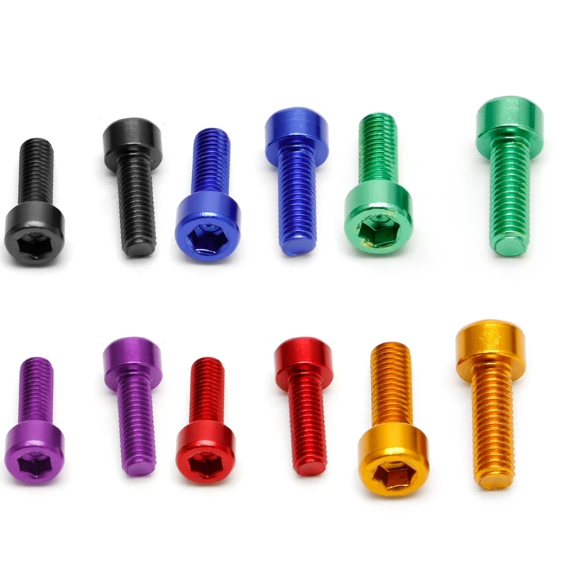 1 Pair MTB Bicycle Kettle Rack Screw Bike Water Bottle Cage Bolts M5 Aluminium Alloy Hex Socket Tapping Screws bicycle water bottle cage water bottle holder bicycle bottle holder bicycle bottle cage screws