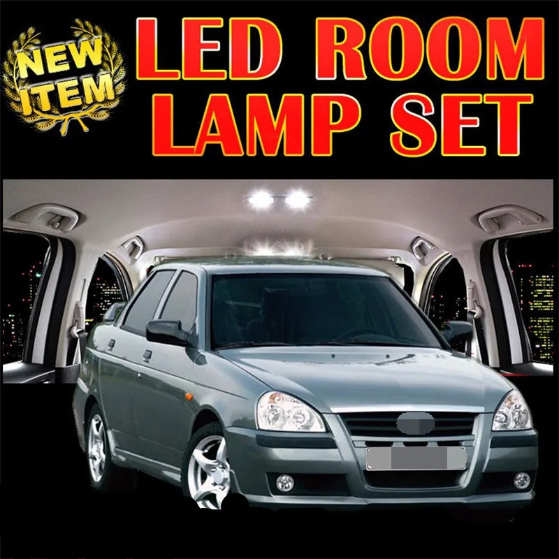 

Tcart 6pcs free shipping Error Free Auto LED Vehicle Interior Door Lights Kit Reading Lamp For Lada Priora accessories 2007-2014
