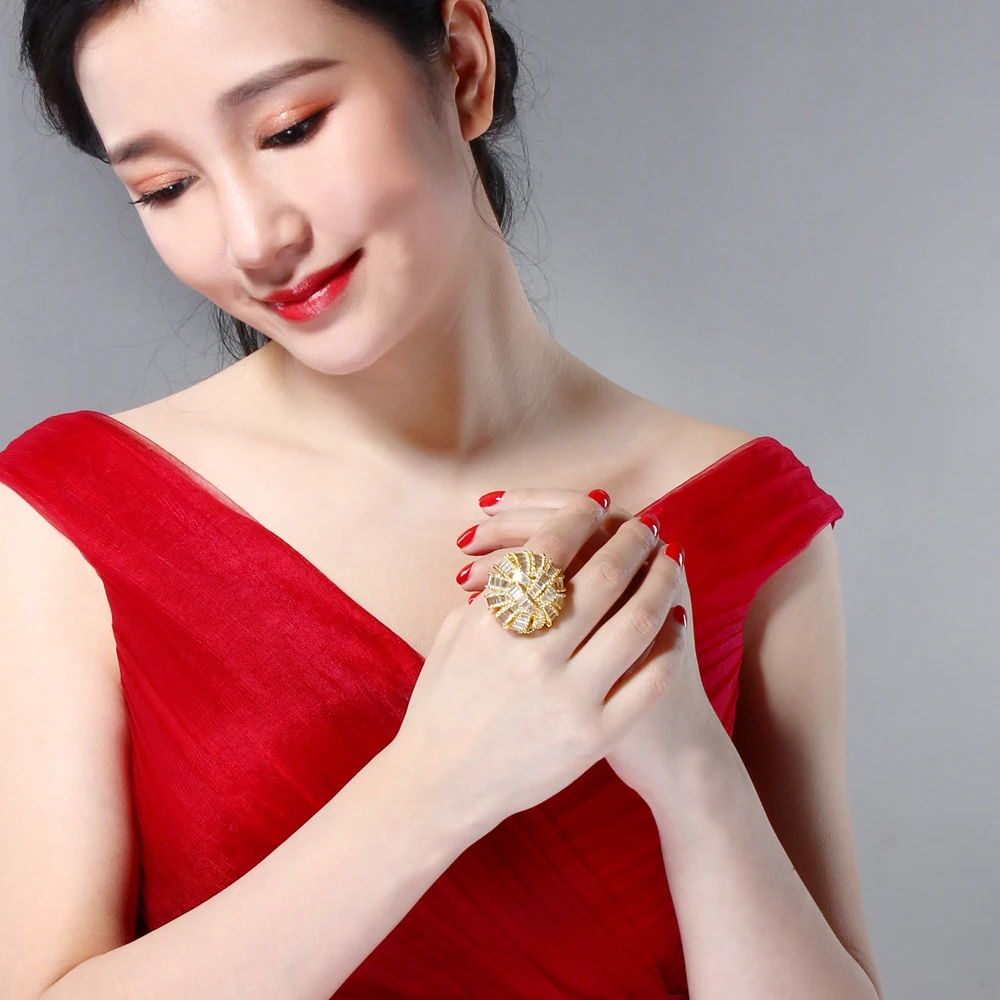 Limited quantity sale Large bontique ring for party bright cubic Zircon luxury rings big women jewelry