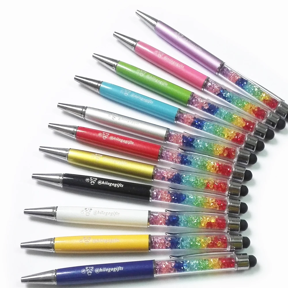 

2017 Newest design Rainbow Crystal touch ballpens Office school Promotion gift Free customized with LOGO /company Name