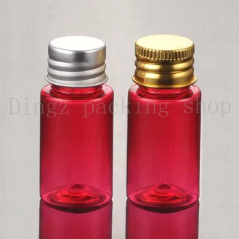 

100pcs 10ML Red Plastic bottle Silver/Golden Aluminum Cover,Empty Cosmetic Shampoo Container Bottles