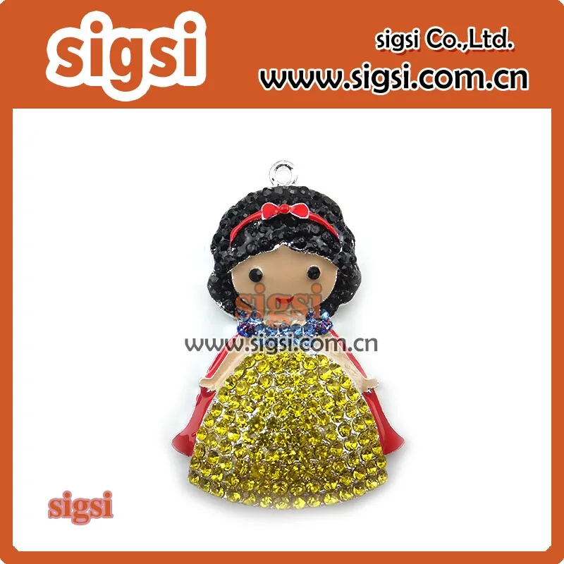 100pcs/lot 50mm New Design Rhinestone Snow White Princess Pendants For Kids Birthday Gift | Украшения и аксессуары