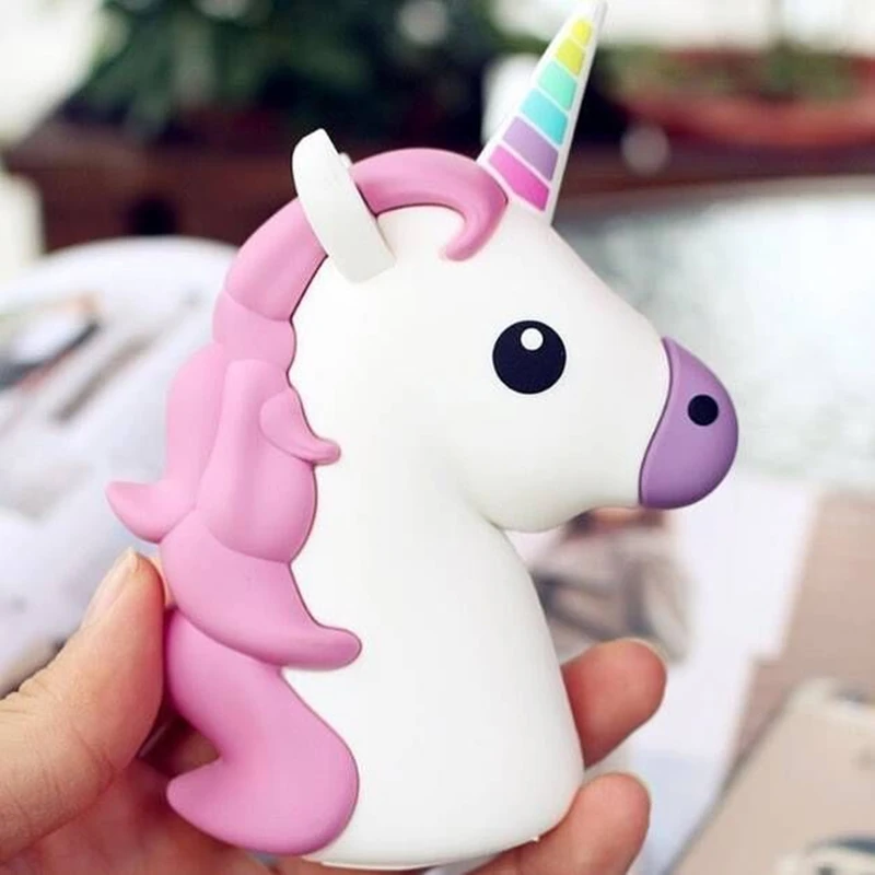 Portable Battery Charger 8000 mah Funny Cute Emoji Unicorn Power Bank 18650 Charge Cartoon Powerbank Mini External Battery Bank