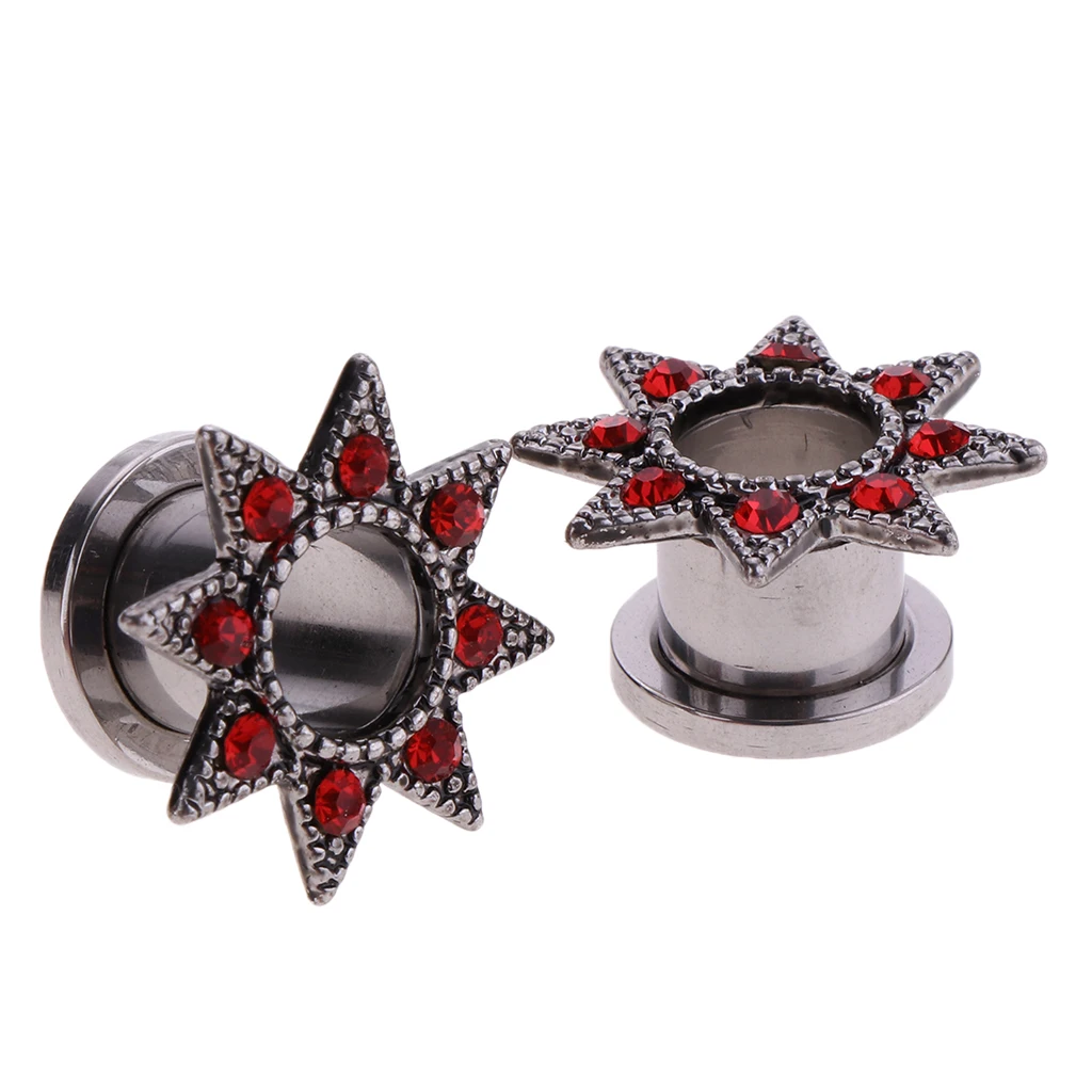 1 Pair Stainless Steel Screw Ear Gauges Flesh Tunnels Plugs Expander 6/8/10/12/14/16/18mm 7 Sizes