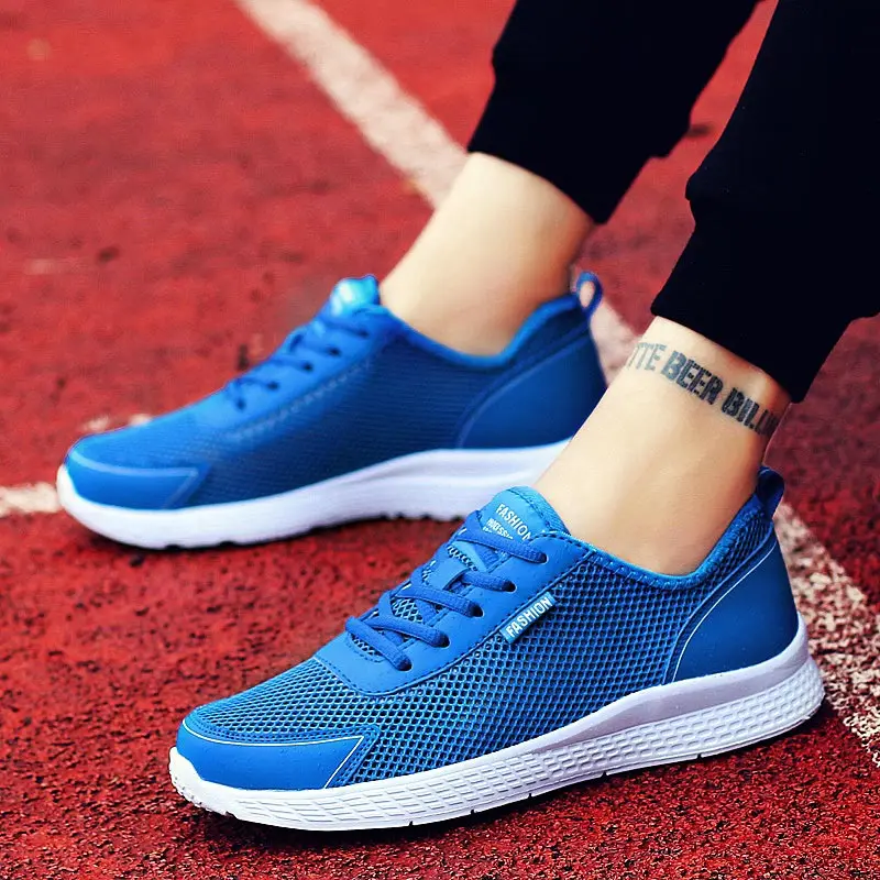 

Big Size Lightweight Mens Shoes Sports Shoes Summer Adult Men's Sneakers for Running Breathable Male Sport Shoes Mesh Blue A-294