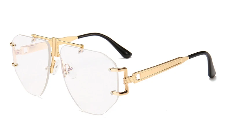 Новинка, брендовые дизайнерские Винтажные Солнцезащитные очки без оправы для женщин и мужчин, ретро очки с градиентными линзами для женщин, UV400 - Цвет линз: Clear