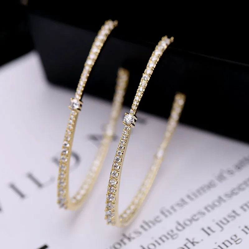 choucong Handmade Hoop earring Pave setting AAAAA zircon 925 Sterling silver Party Wedding Earrings for women jewelry