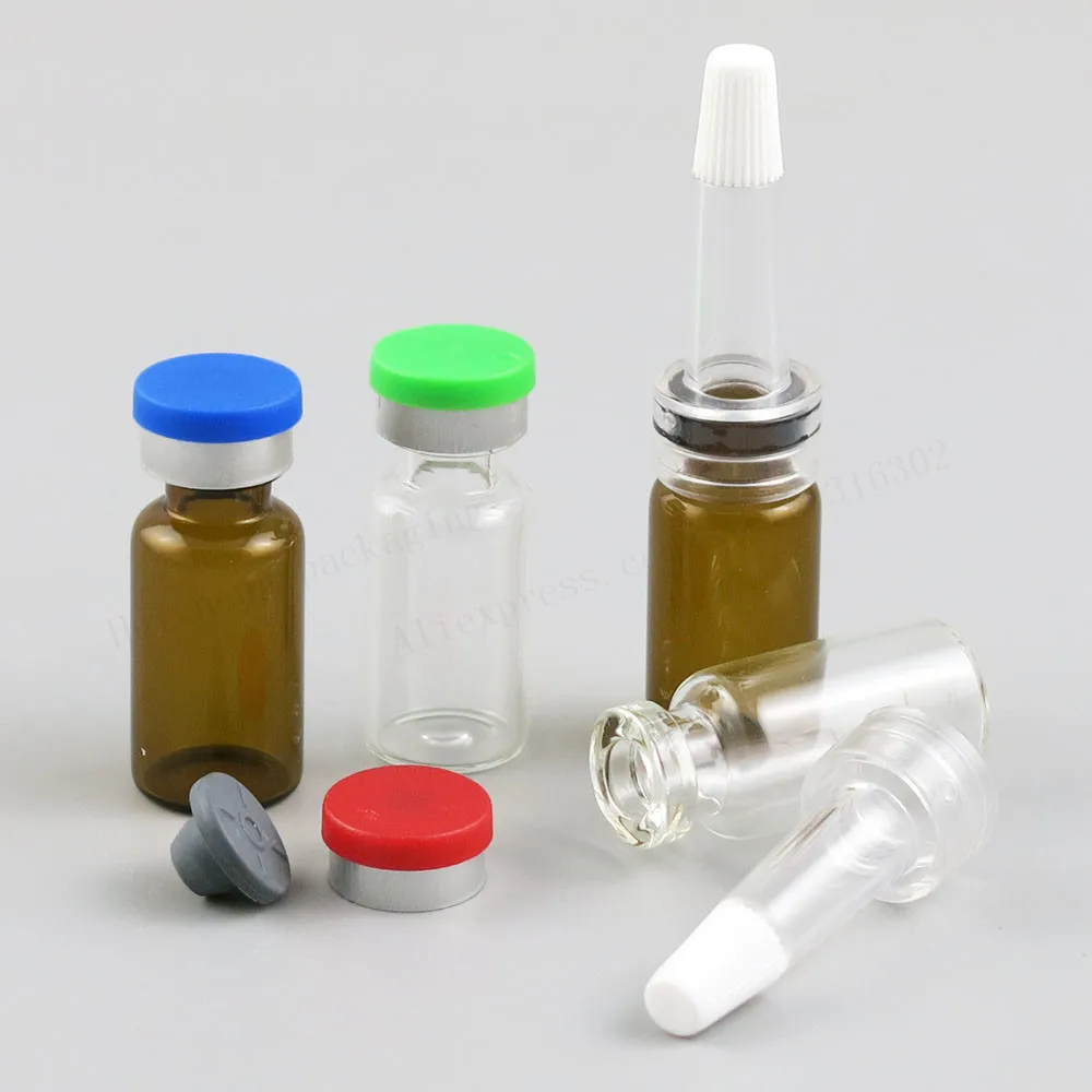 플립 캡으로 3ml 앰버 클리어 빈 미니 유리 병 여분의 무료 5pcs 로트 당 고무 캡 명확한 샘플 튜브