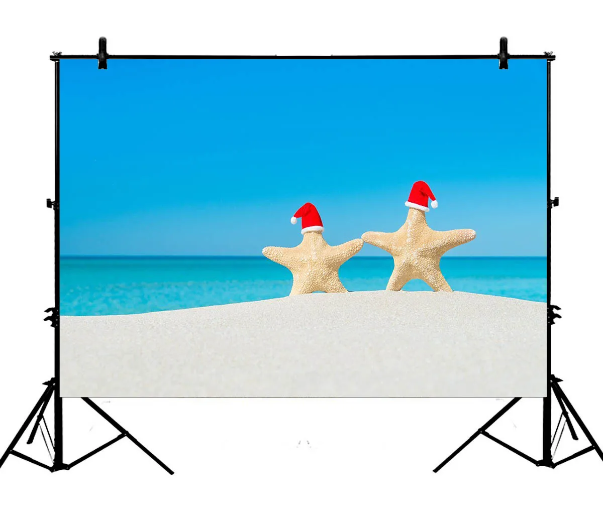 

5x7ft Tropical Christmas Seaside Starfish Ocean Polyester Photo Background Portrait Backdrop