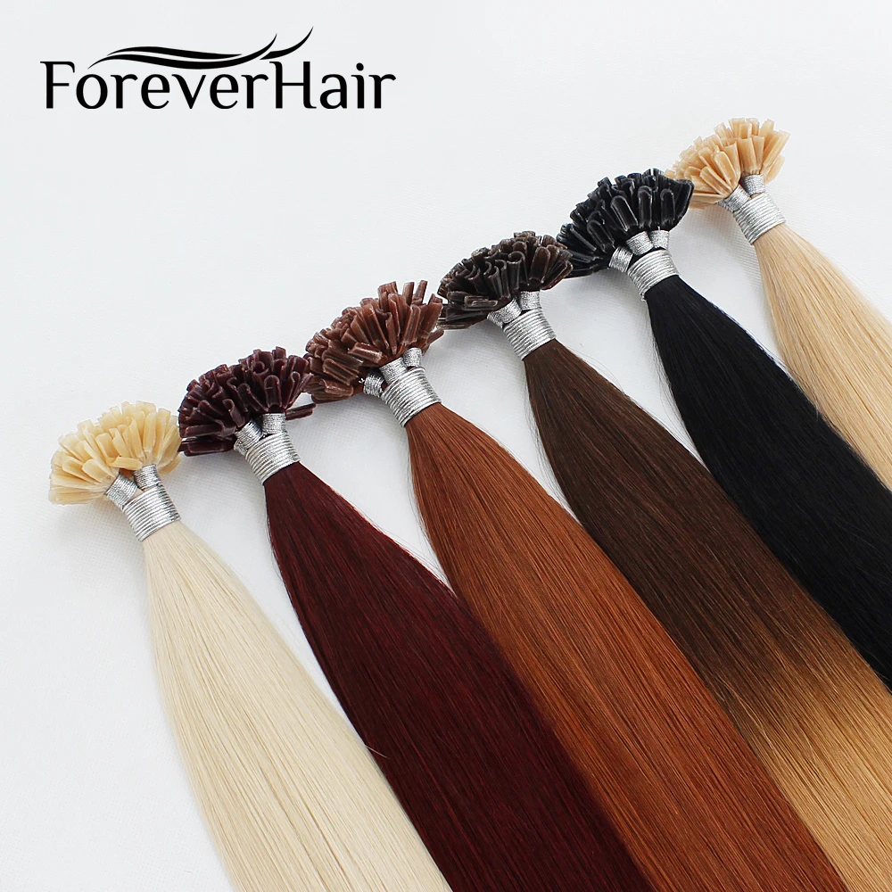 FOREVER u образные накладные Человеческие волосы Remy Fusion кератиновые Натуральные