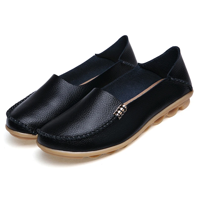 Women Shoes Plus Size Flat Shoes Women Genuine Leather Loafers Nurse Slip On Flat Oxford Sapato Feminino Ballet Flats