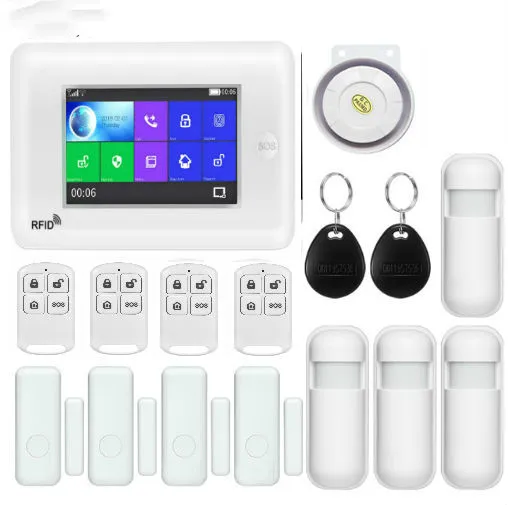 

Touch Screen Alexa Version 433MHz wireless WIFI GSM Smart Home Security Monitor Burglar Alarm System Kits