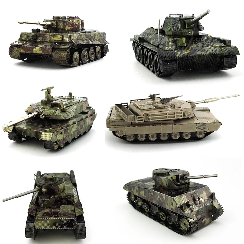

3D Metal Puzzle Model COLORFUL TIGER TANK/T34 TANK/CHI HA TANK/SHERMAN TANK/M1 ABRAMS Adult Kids Educational Toys Birthday Gifts