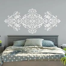 Vintage pegatina de cabecera para pared estilo barroco diseño Mandala flor vinilo pegatinas de pared maestro dormitorio decoración papel tapiz D007