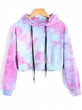 Fashion New Tie Dye Drop Shoulder Crop Hoodie Autumn Multicolor Long Sleeve Seam Drawstring Pullovers Sweatshirt Fashion New Tie Dye Drop Shoulder Crop Hoodie Autumn Multicolor Long Sleeve Seam Drawstring Pullovers Sweatshirt