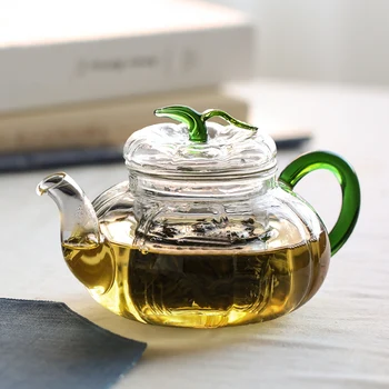 

700ml Creative Teapot Clear Glass Flower Pot with Filter Lid Kit Kung Fu Tea Set Drinkware Teaware Water Kettle Handle Pot Decor