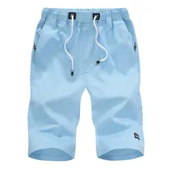 Летние повседневные шорты для мужчин Blud Slim Fit сплошной цвет пять очков длина эластичный пояс пляжные шорты-бермуды мотобрюки Размеры M ~ 5XL