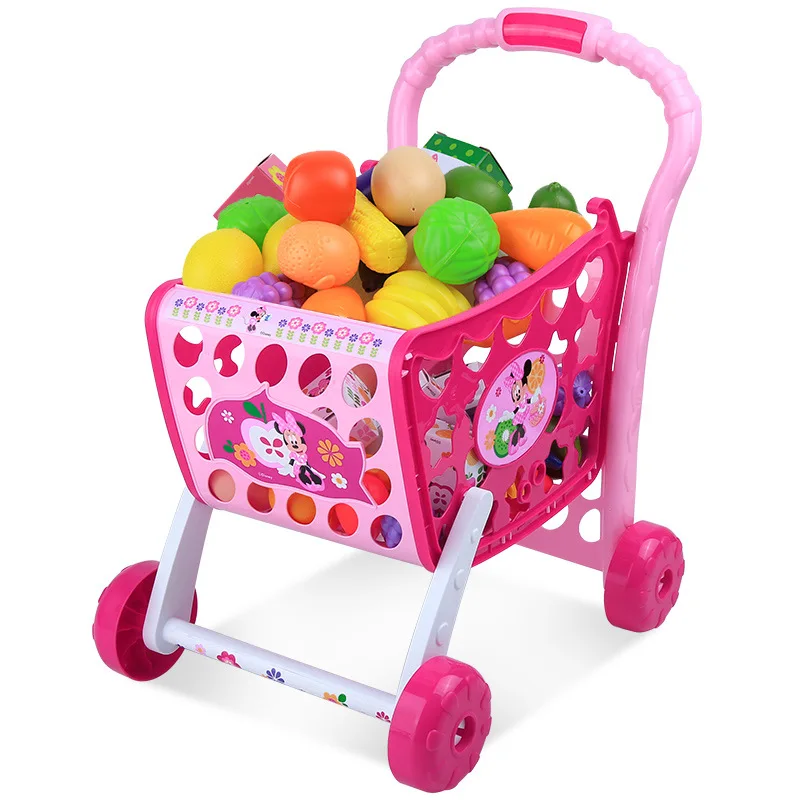 Новая серия Дисней Минни супермаркет детская игрушечная домашняя кухня моделирование детская тележка набор игрушки подарки на день рождения