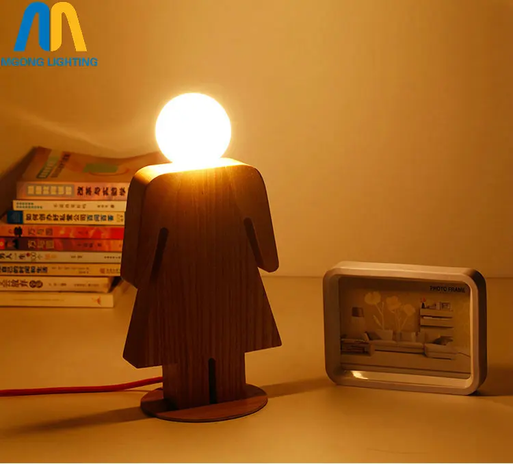 Деревянная настольная лампа для мальчиков и девочек E27 tafellamp lampe de chevet chambre