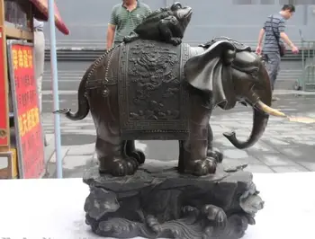 

China Feng Shui Bronze Copper animal Toad peace elephant sculpture