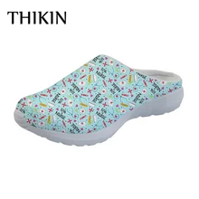 THIKIN Kawaii/прогулочная обувь с мультяшным рисунком для медсестры, женская обувь, модные летние пляжные сетчатые сандалии на плоской подошве, дышащая женская обувь