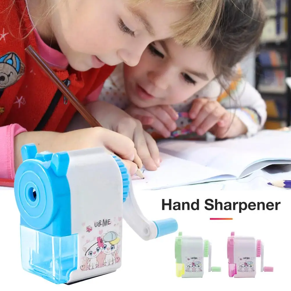 

Korean Style Hand Crank Mechanical Accessory Sharpener Creative Student Cartoon Print Pencil Sharpener For Kids School Supply