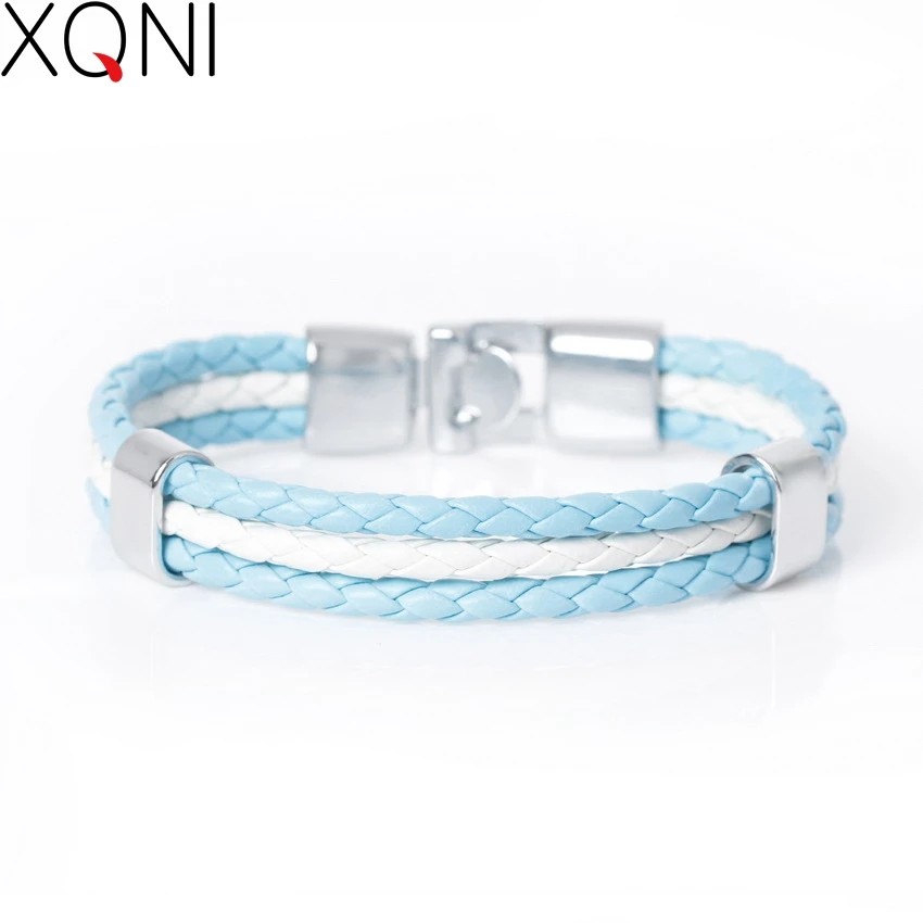 Fashion National Spain Flag ID Leather Bracelet Trendy Braided Surfer Bandage Charm Sporty Bracelets Men Women Bangles XQNI