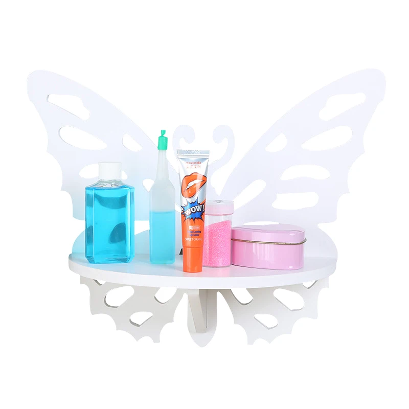 

White Butterfly Household Decor Cosmetic Storage Racks Wall Hang Book And Magazine Storage Racks Flower Plant Dispaly Racks