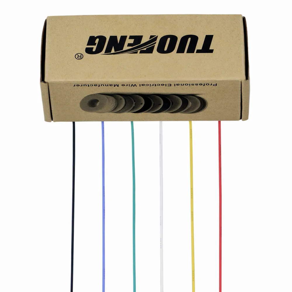 

TUOFENG 28awg Electric Wire, Hook up Wire Kit Flexible Silicone Wire(6 Different Colored 13 Meter spools) 300V Stranded Wire