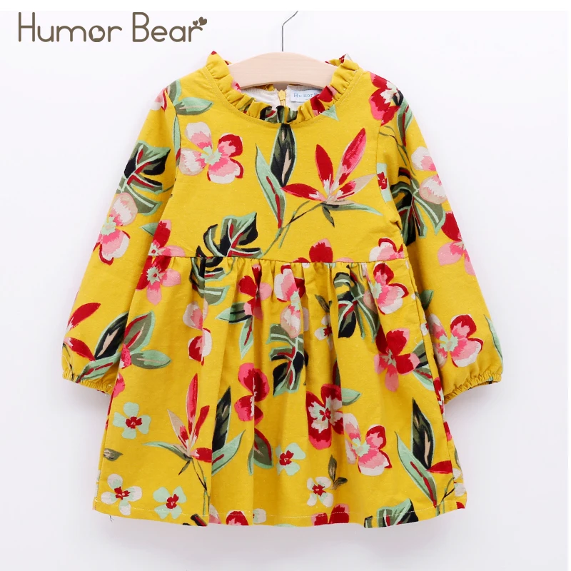 Humor Bear/платье для девочек коллекция года, осеннее платье новое Брендовое платье для девочек платье принцессы с цветочным рисунком одежда для малышей Детская одежда