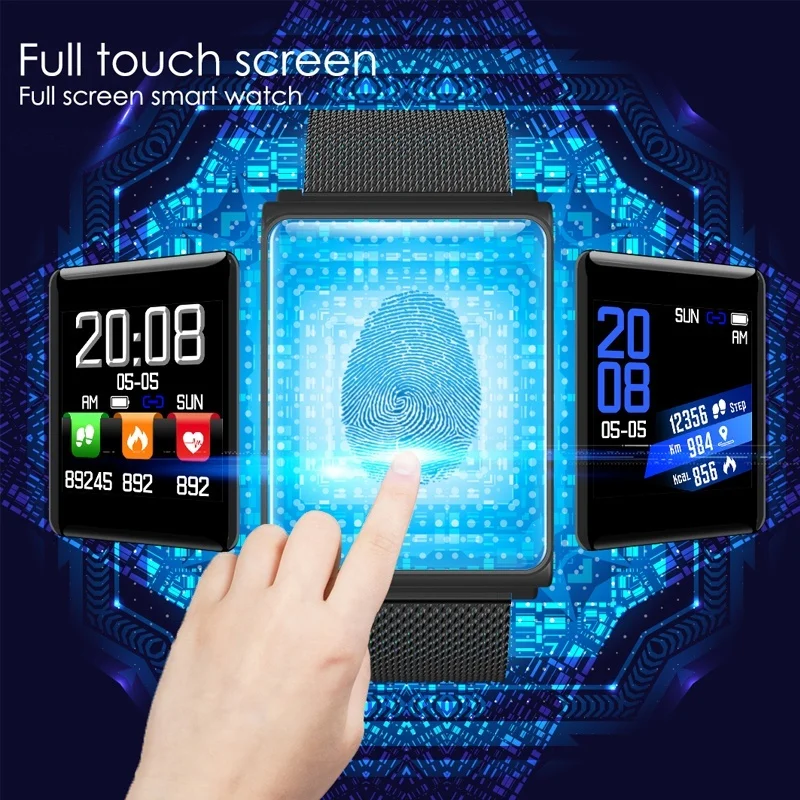 Smart Watch Glass Blood Oxygen Pressure IP67 Waterproof Activity Tracker Smart Watch