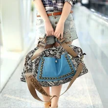 2016 National Hot Femmes Messenger Sac Vintage Rivet Sac Casual Grande Capacité Femmes Toile Sacs Fourre-Tout D’impression Femmes Bandoulière Sacs