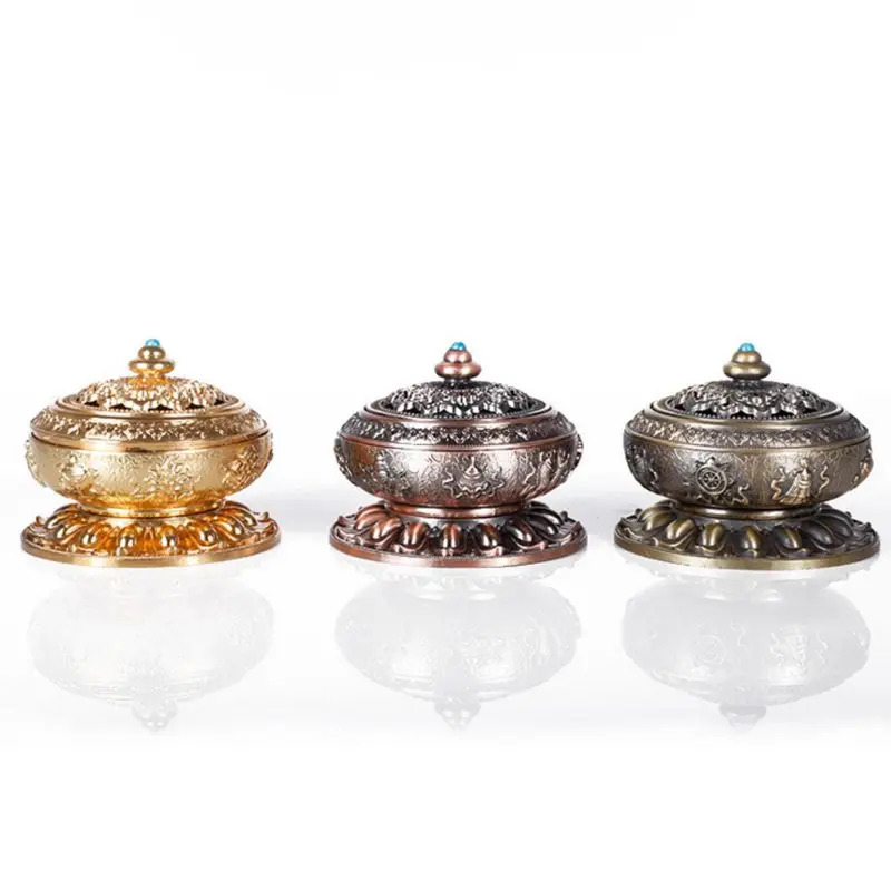 

Auspicious Eight Treasure Lotus Incense Burner Censer Home Office Craft Decor