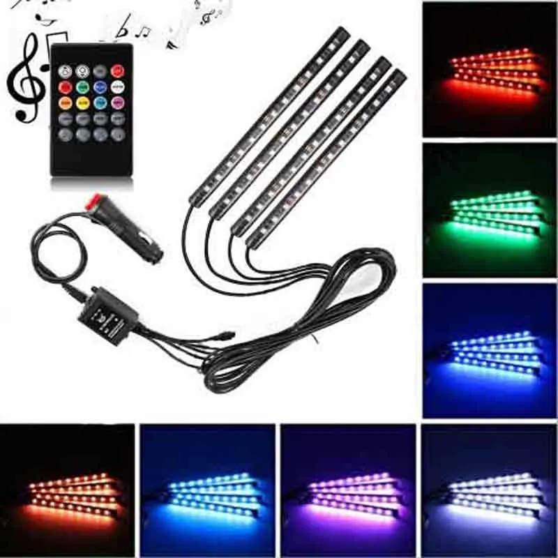

Car LED Strip Lights, 48 LED Car Interior Lights 12V Multicolor RGB Music Interior Car Atmosphere Neon Lights