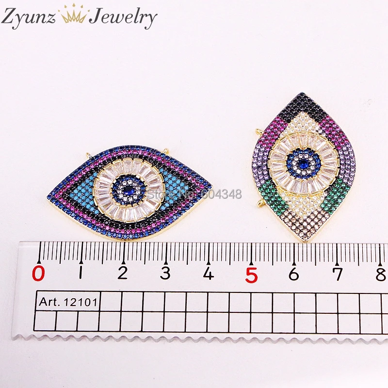 5 прядей ZYZ325-9667 турецкий глаз CZ кулон ожерелье, золотой цвет микро проложить глаз с фианитами Шарм, кулон с голубыми глазами с двойными барами