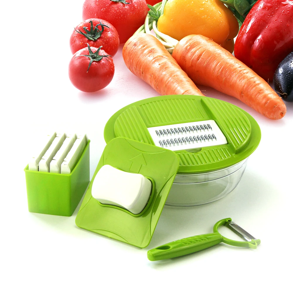 5 BLADES Vegetable Slicer bowl Stainless Steel Cutting Vegetable Grater