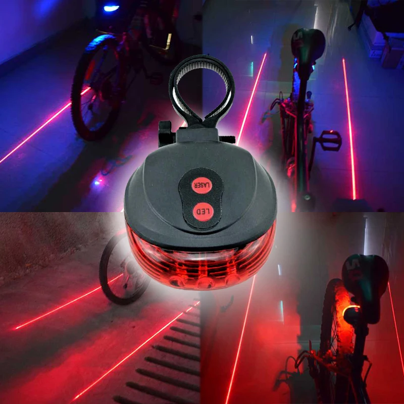 

WasaFire New Waterproof Cycling lamps 7 Mode Flash Light Bicycle Tail Light 5 LED 2 Lasers Bike Rear Cycling Bicycle Lights