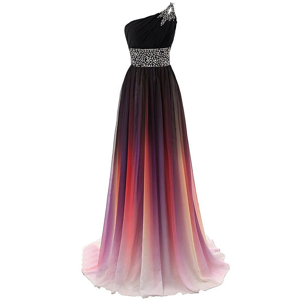 Mode Een Schouder Sexy Lady Avond Party Dress Hoge Kwaliteit Floor Lengte Elegante Banket Jassen Noble Slanke Jurken Vestidos