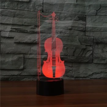 

A String Instrument--Violin 3D Optical Illusion Violin Pattern LED Table Night Light USB Charged Bedside Decor Gifts for Kids