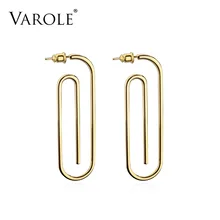 VAROLE Paperclip минималистичные серьги, висячие серьги, серьги золотистого цвета, висячие серьги для женщин, модные ювелирные изделия Brincos