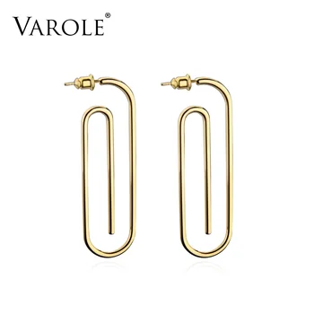 

VAROLE Paperclip Minimalist Earrings Dangle Earring Gold color Earings Drop Earrings For Women Fashion Jewelry Brincos