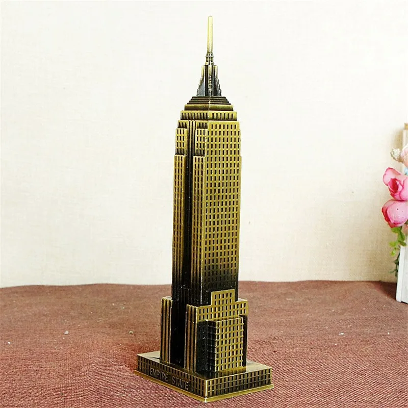 Металлические 3D знаменитые эмпир State Building бронзовые ремесленные башни miniaturas статуя украшения подарок домашнее Настольное Украшение Аксессуары - Цвет: L 22 CM