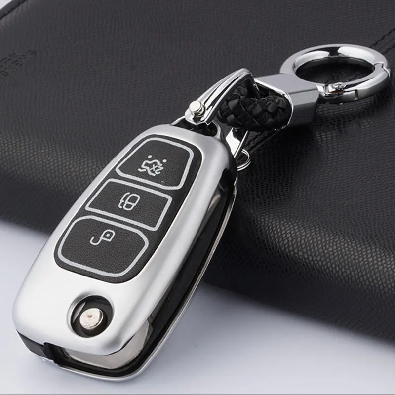 Zinc Alloy Leather key case keychain Accessories Car Key Case Cover for Ford Fiesta Focus Mondeo Ecosport Kuga 2016 holder | Автомобили и