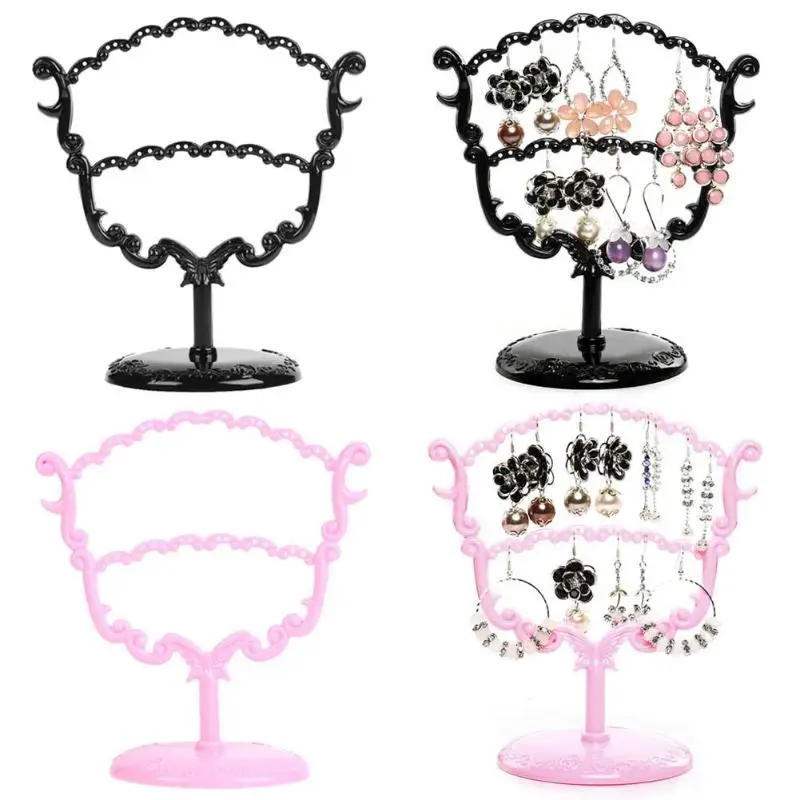 Fashion Plastic Jewelry Organizer Earring Holder Jewelry Tree Display Stand Holder For 28 Holes Studs Earring Holder Show Rack