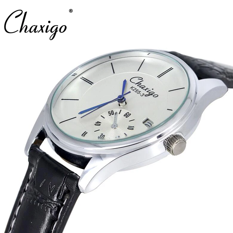 Image Chaxigo New Luxury Designer Couple Discount Genuine Leather Strap Quartz Fashion Mens Watches With Date Online Shopping