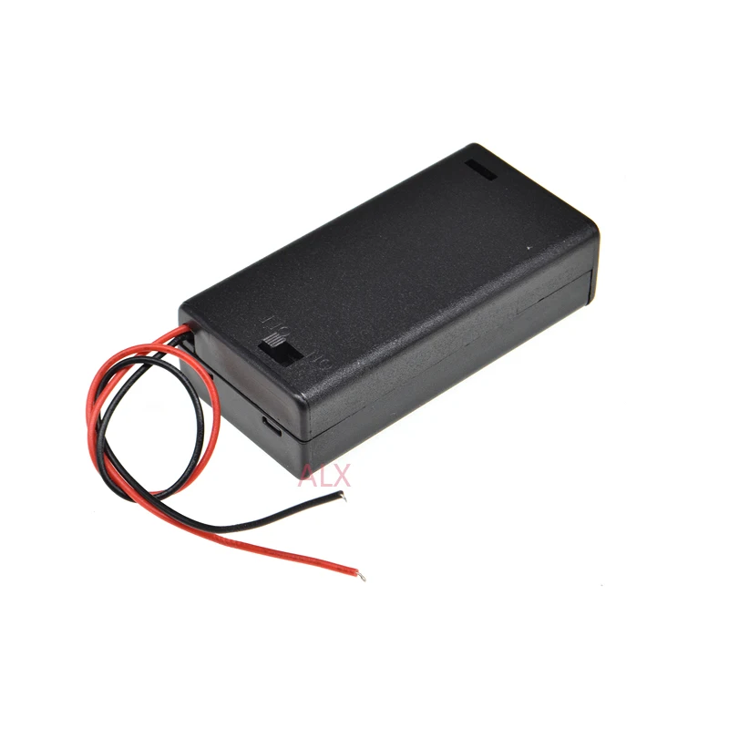 High Quality AA *2 2A Battery Storage Holder Case with Cover & Switch 