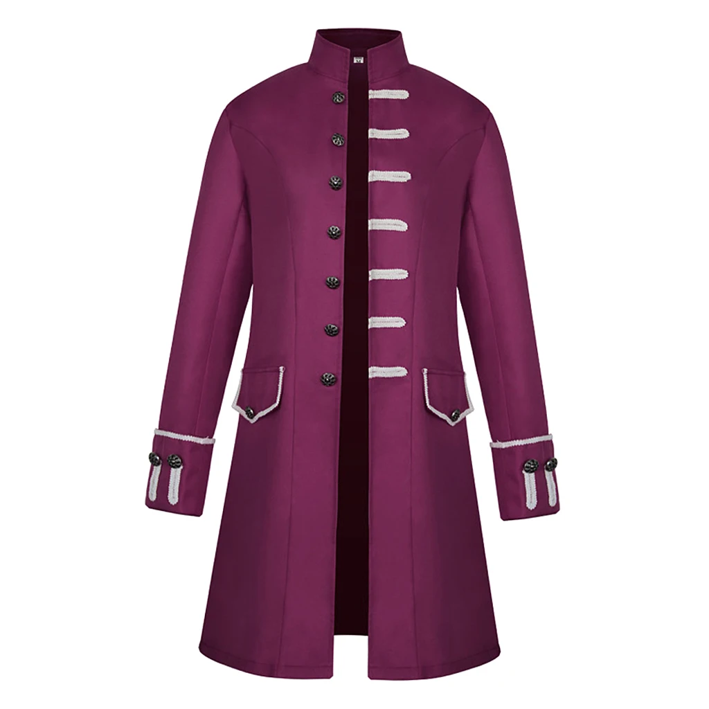 Men's Victorian Frock Coat Gothic Steampunk Jacket Vintage Tailcoat Cosplay Drama Playing Costume Overcoat